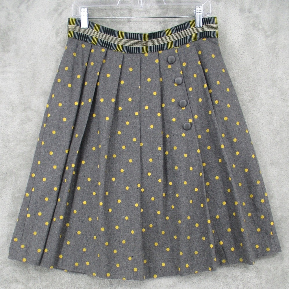Plenty By Tracy Reese Skirt Womens 12 Wool Blend Polka Dot Pleated Midi Retro
